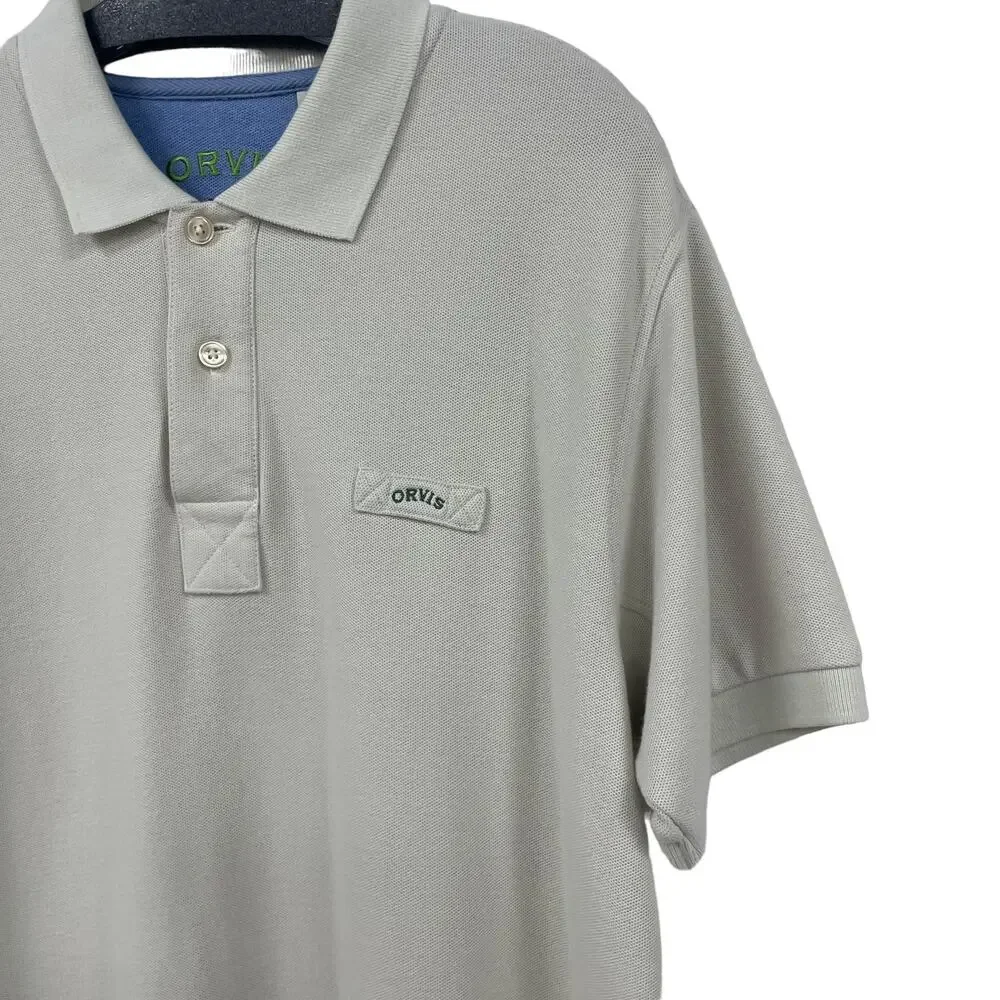 Orvis 100% Cotton Short Sleeve Cream Polo Men's Medium